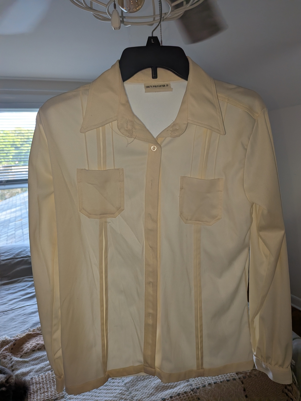 Cream Long-Sleeve Button-Up Blouse
